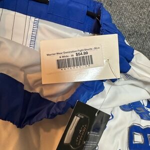 Warrior Wear Domination Fight Shorts Blue White Signed Sean Sherk MMA Size 38
